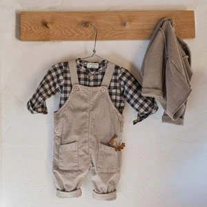1+ In The FamilyKids 1+ In The Family Baby And Child Henry Shirt - Taupe Checks - Image 2