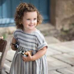 1+ In The FamilyKids 1+ In The Family Baby And Child Josephine Dress - Cream With Blue-Notte Stripes