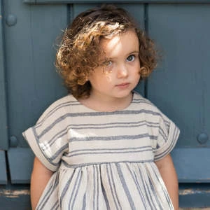 1+ In The FamilyKids 1+ In The Family Baby And Child Josephine Dress - Cream With Blue-Notte Stripes - Image 3