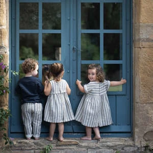 1+ In The FamilyKids 1+ In The Family Baby And Child Josephine Dress - Cream With Blue-Notte Stripes - Image 4