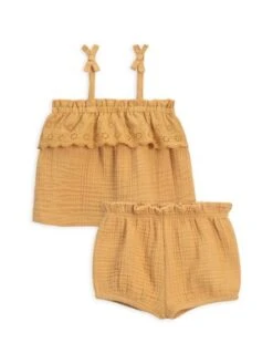 Colored OrganicsKids Colored Organics Zuri Muslin Eyelet Tank Set - Honey