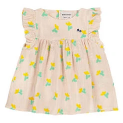 Bobo ChosesKids Bobo Choses Baby Sea Flower All Over Ruffle Dress - White