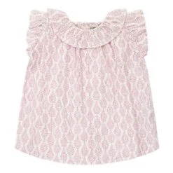 Bontonkids Bonton Baby Anna Leaf Print Blouse - Pink