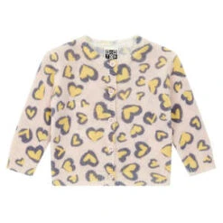 BontonKids Bonton Cardigan - Yellow Heart Leopard Print