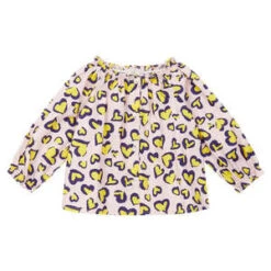 BontonKids Bonton Baby Reina Blouse - Yellow Heart Leopard Print