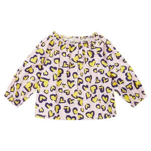 BontonKids Bonton Baby Reina Blouse - Yellow Heart Leopard Print