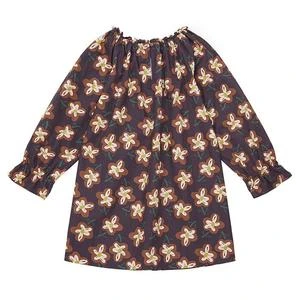 BontonKids Bonton Child Dahlia Dress - Painted Flower Print Brown - Image 2