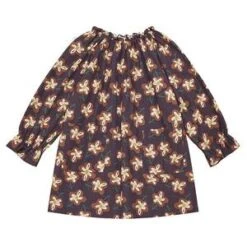 BontonKids Bonton Child Dahlia Dress - Painted Flower Print Brown