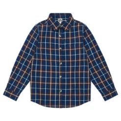 Bontonkids Bonton Child Panama Shirt - Navy Blue Plaid