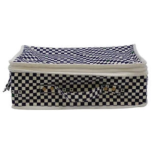 BontonKids Bonton Suitcase Bag - Checkerboard Navy Blue Canvas - Image 2