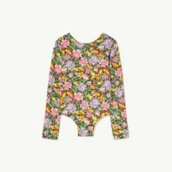 The Animals ObservatoryKids The Animals Observatory Clownfish Kid's Swimsuit - Deep Brown Flowers