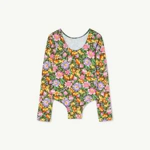 The Animals ObservatoryKids The Animals Observatory Clownfish Kid's Swimsuit - Deep Brown Flowers - Image 2