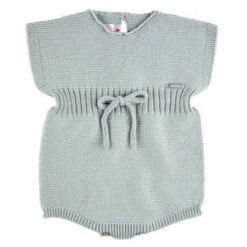 CondorKids Condor Baby Garter Stitch Romper - Sea Mist Green