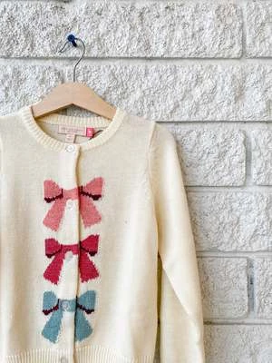 Pink ChickenKids Pink Chicken Girls Maude Sweater - Cream Bows - Image 4