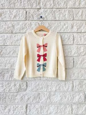 Pink ChickenKids Pink Chicken Girls Maude Sweater - Cream Bows - Image 2