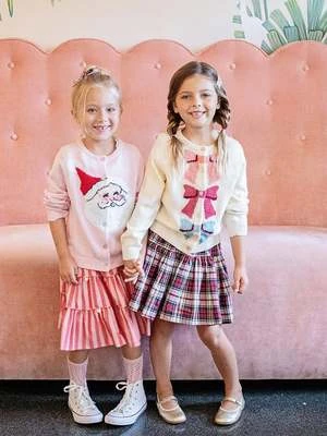 Pink ChickenKids Pink Chicken Girls Maude Sweater - Cream Bows