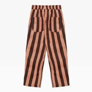 Weekend House KidsKIDS Stripes Kid's Linen Pant - Brown/Pink Stripe - Image 2