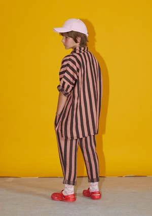 Weekend House KidsKIDS Stripes Kid's Linen Pant - Brown/Pink Stripe - Image 4