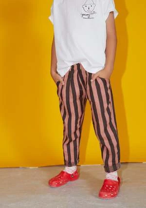 Weekend House KidsKIDS Stripes Kid's Linen Pant - Brown/Pink Stripe - Image 6