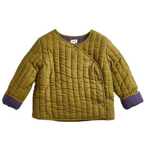 OeufKids Oeuf NYC Child Quilted Jacket - Moss Green/Raisin Purple - Image 2