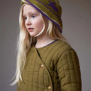 OeufKids Oeuf NYC Child Quilted Jacket - Moss Green/Raisin Purple - Image 5