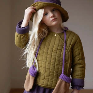 OeufKids Oeuf NYC Child Quilted Jacket - Moss Green/Raisin Purple - Image 6