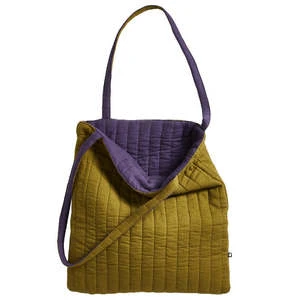 OeufKids Oeuf NYC Child Quilted Reversible Tote Bag - Moss Green/Raisin Purple - Image 3