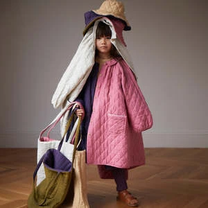 OeufKids Oeuf NYC Child Quilted Reversible Tote Bag - Moss Green/Raisin Purple - Image 5