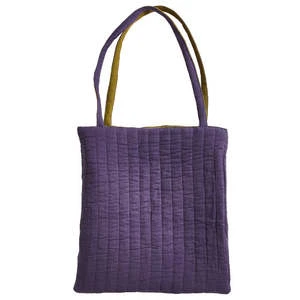 OeufKids Oeuf NYC Child Quilted Reversible Tote Bag - Moss Green/Raisin Purple - Image 4
