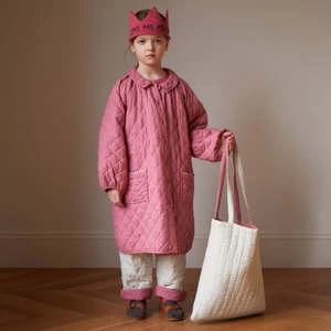 OeufKids Oeuf NYC Child Quilted Reversible Tote Bag - Rose Pink/Cloud White - Image 4