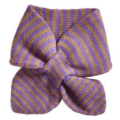 OeufKids Oeuf Neck Scarf With Stripes - Grape Purple/Camel Brown