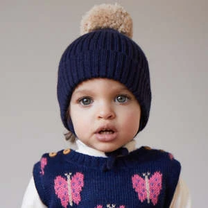 OeufKids Oeuf Pompom Beanie - Indigo Blue - Image 2