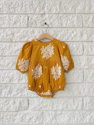 Pink ChickenKids Pink Chicken Baby Girls Brooke Bubble - INCA GOLD W/ EMBROIDERY