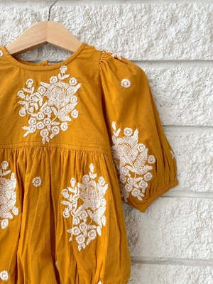 Pink ChickenKids Pink Chicken Baby Girls Brooke Bubble - INCA GOLD W/ EMBROIDERY - Image 3