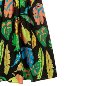 STELLA MCCARTNEYKids Stella McCartney Child Short Puff Sleeves Dress - Black With Palm Leaves Print - Image 3