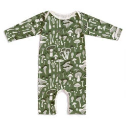 Winter Water FactoryKids Winter Water Factory Long-Sleeve Romper - Fungi Green