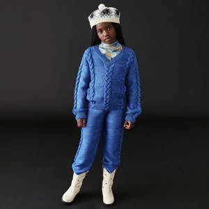 Misha & PuffKids Misha & Puff Braided Pants - Blueberry - Image 2