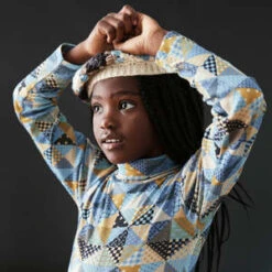 Misha & PuffKids Misha & Puff Turtleneck T-shirt - Lake Patchwork Blue