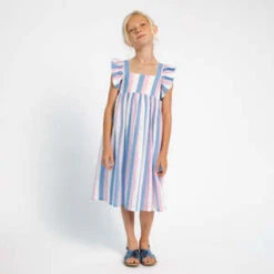 MorleyKids Morley Scarlett Dress - Ribbon Sky Blue Stripes