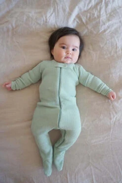 NobleKids Noble Organic Waffle Footie Sleeper - Sage