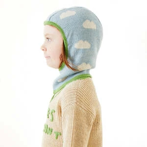 OeufKids Oeuf Baby And Child With Cloud Pattern Balaclava - Ocean Blue - Image 6