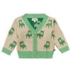 OeufKids Oeuf Baby Knit Eggshell Beige With Chair Motif Cardigan - Green