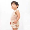 OeufKids Oeuf Baby Two Piece Vest And Bloomer Set - Eggshell Beige With Croissant Print