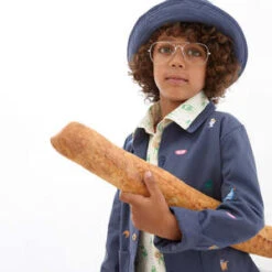 OeufKids Oeuf Child Bucket With Embroidered Franglais Print Hat - Indigo Blue