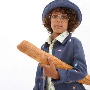 OeufKids Oeuf Child Bucket With Embroidered Franglais Print Hat - Indigo Blue