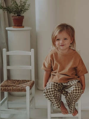 Organic ZooKids Organic Zoo Gingham Fisherman Pants With Pockets - Olive - Image 2