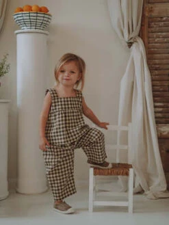 Organic ZooKids Organic Zoo Gingham Fisherman Pants With Pockets - Olive