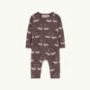 The Animals ObservatoryKds The Animals Observatory Owl Baby Romper - Deep Brown Swans
