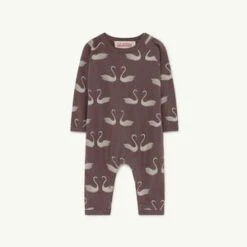 The Animals ObservatoryKds The Animals Observatory Owl Baby Romper - Deep Brown Swans