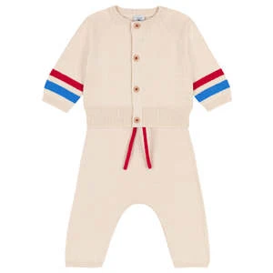 Petit BateauKids Petit Bateau Baby Two Piece Set Cream With Stripes - Multi - Image 2